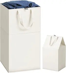 Freestanding Strong Transformable Laundry Hamper, Dual-Function Design, Large Collapsible Laundry Basket with Extended Handles, Easy to Carry, Clothes hamper for laundry（75L,Beige）